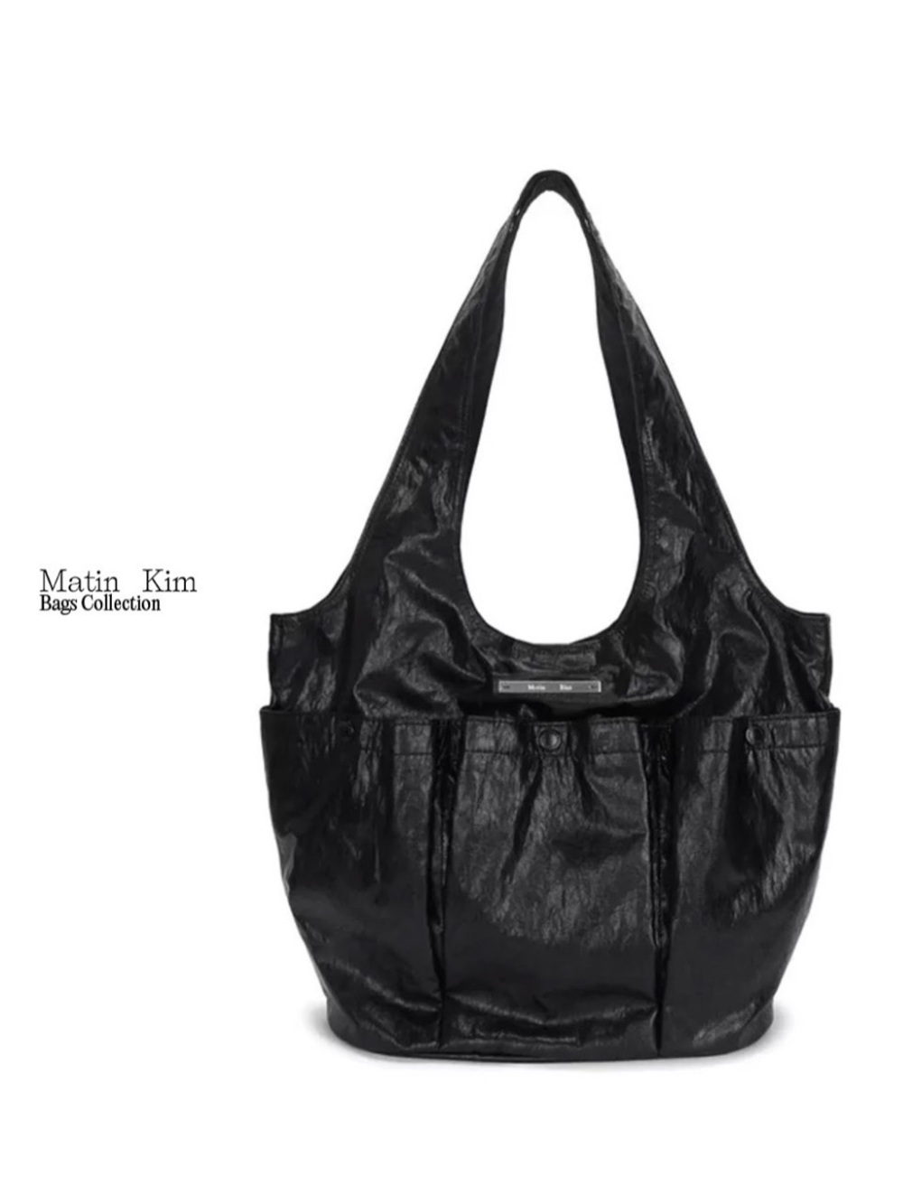 Matin Kim Korea Tote Handbag Purse - Classic Everyday Black Shoulder Bag